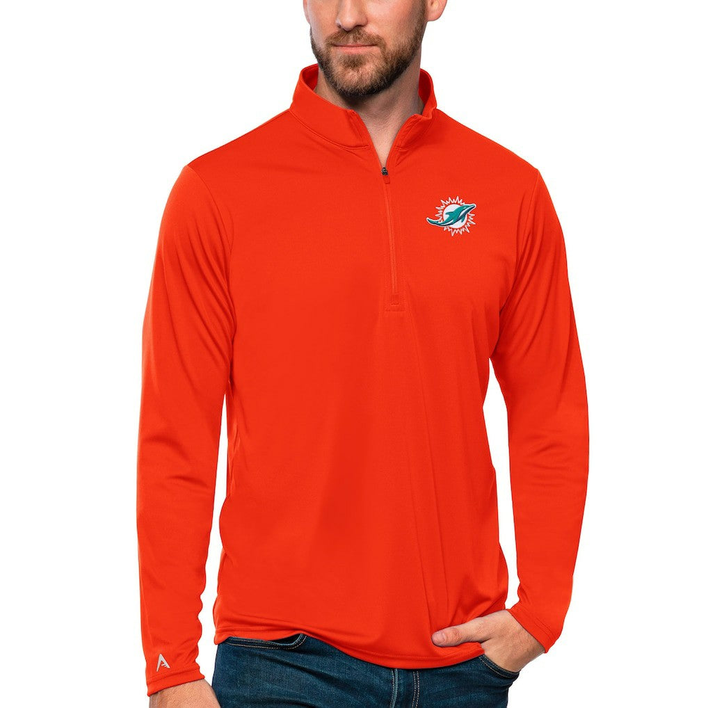 Miami Dolphins Antigua Tribute Quarter-Zip Lightweight Pullover Top Orange
