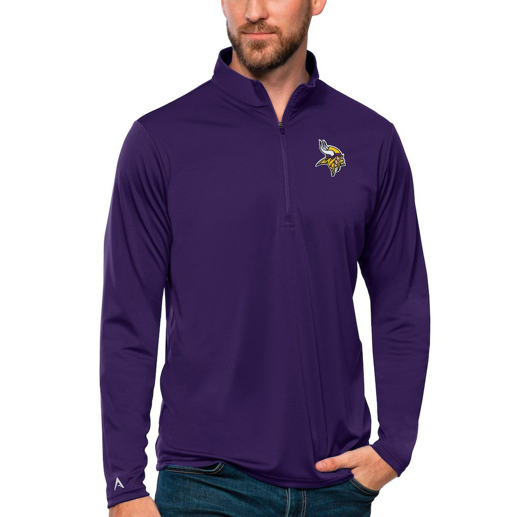 Minnesota Vikings Antigua Tribute Quarter-Zip Lightweight Pullover Top Purple
