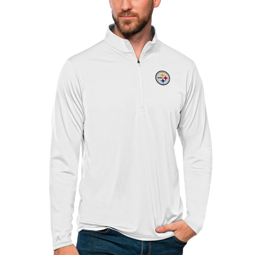 Pittsburgh Steelers Antigua Tribute Quarter-Zip Lightweight Pullover Top White
