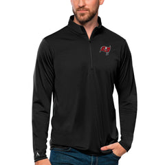Tampa Bay Buccaneers Antigua Tribute Quarter-Zip Lightweight Pullover Top Black