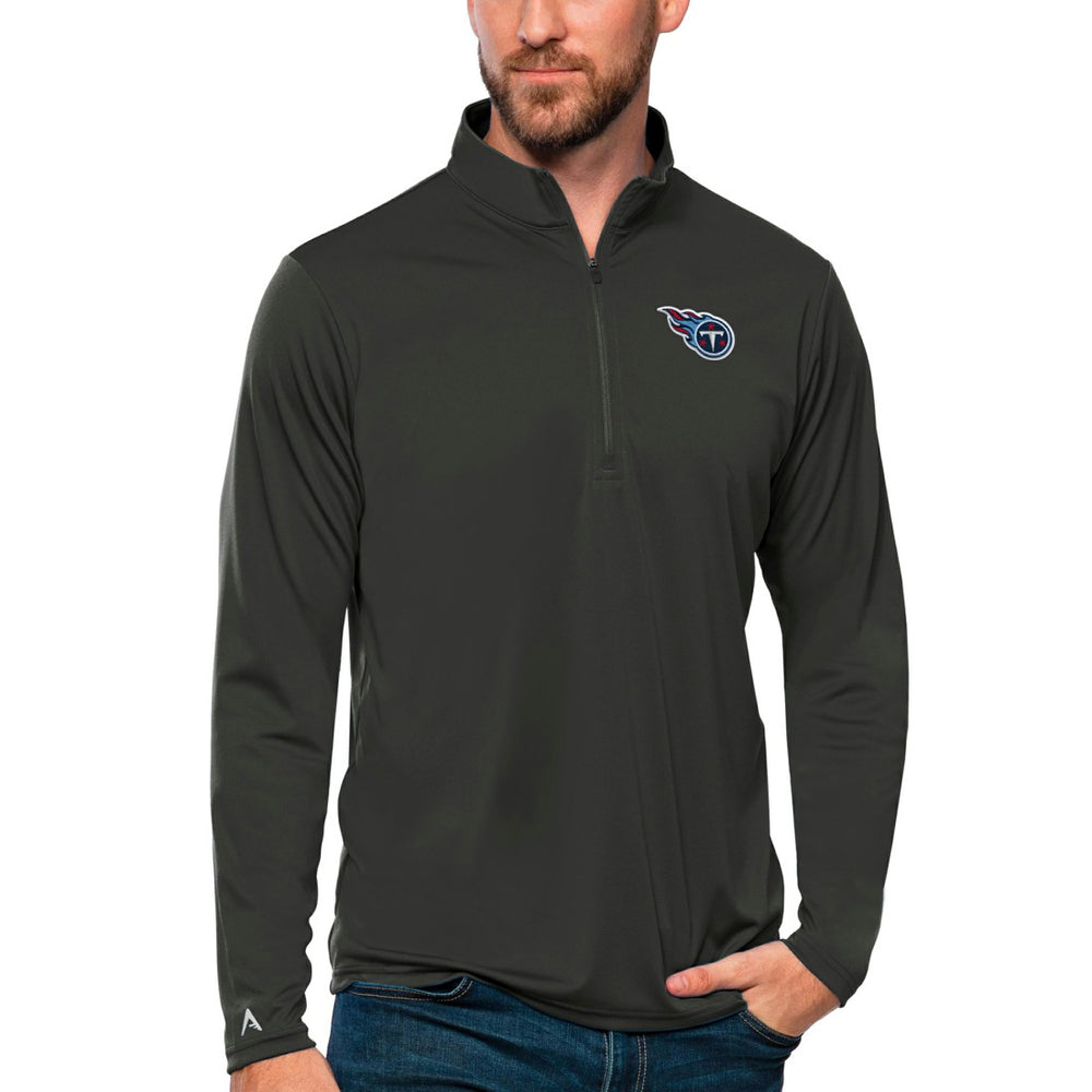 Tennessee Titans Antigua Tribute Quarter-Zip Lightweight Pullover Top Charcoal