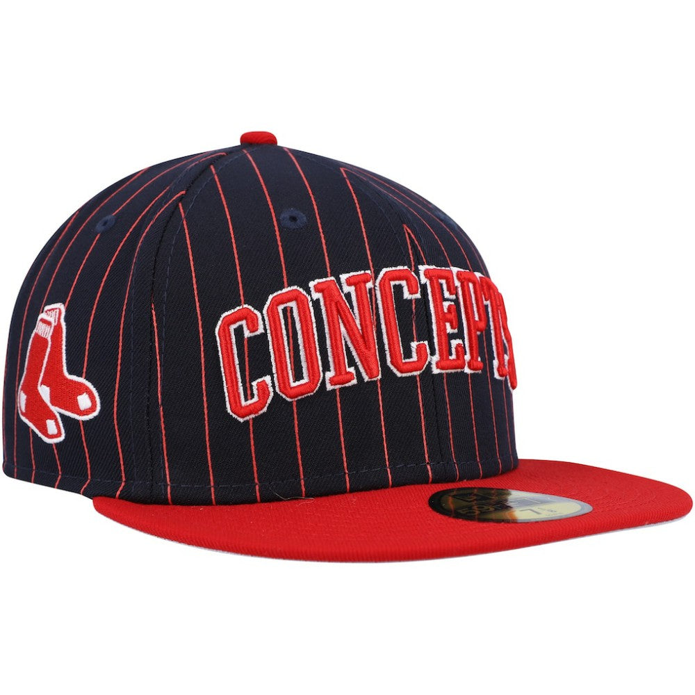 Boston Red Sox New Era Concepts Pinstripe 59FIFTY Fitted Hat - Navy Hats