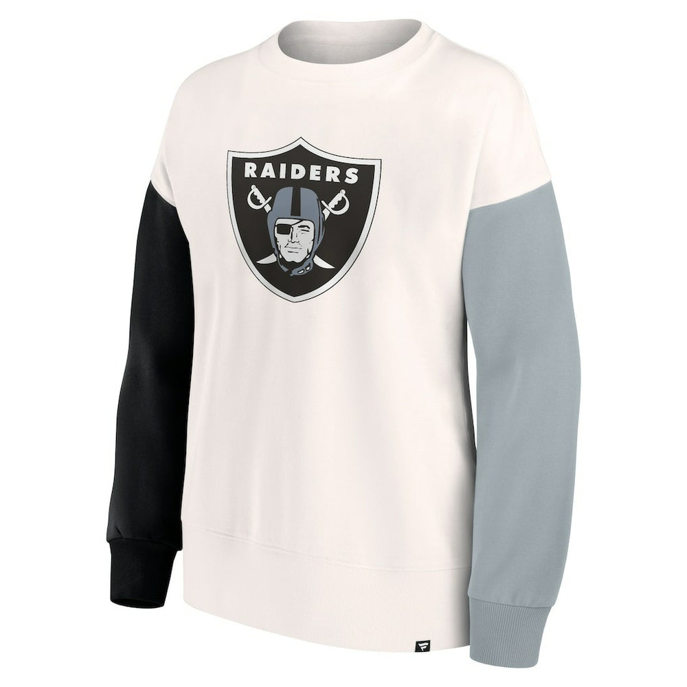 Las Vegas Raiders Women's Colorblock Primary Logo Pullover Sweatshirt White