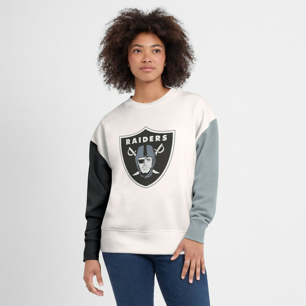 Las Vegas Raiders Women's Colorblock Primary Logo Pullover Sweatshirt White
