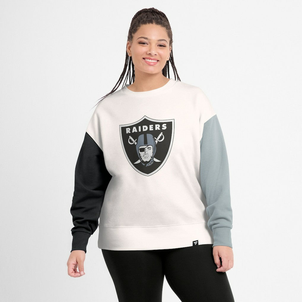 Las Vegas Raiders Women's Colorblock Primary Logo Pullover Sweatshirt White