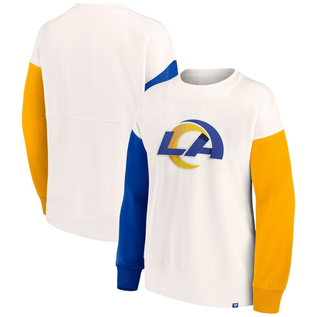 Los Angeles Rams Women's Colorblock Primary Logo Pullover Sweatshirt White