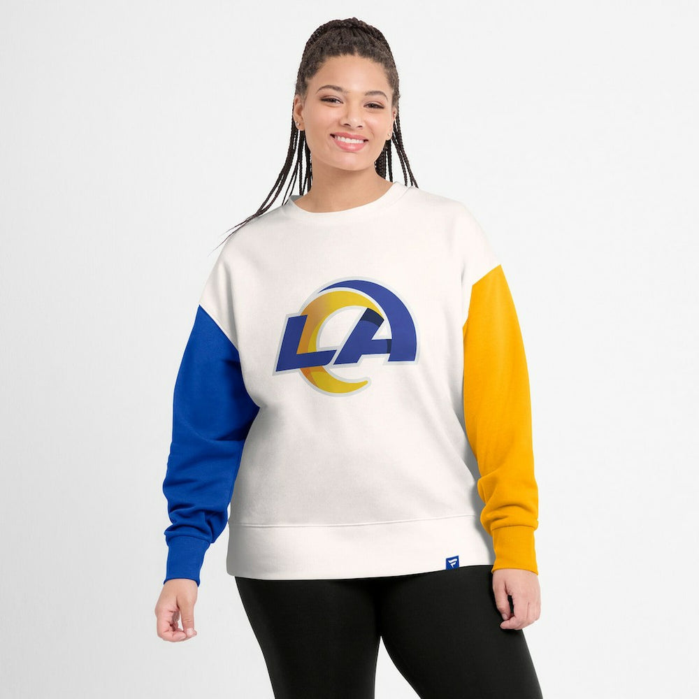 Los Angeles Rams Women's Colorblock Primary Logo Pullover Sweatshirt White