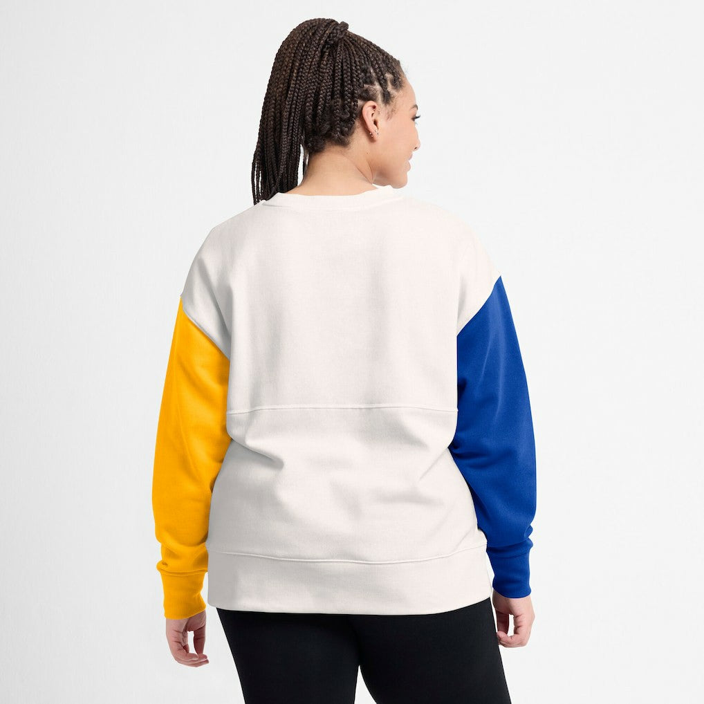 Los Angeles Rams Women's Colorblock Primary Logo Pullover Sweatshirt White