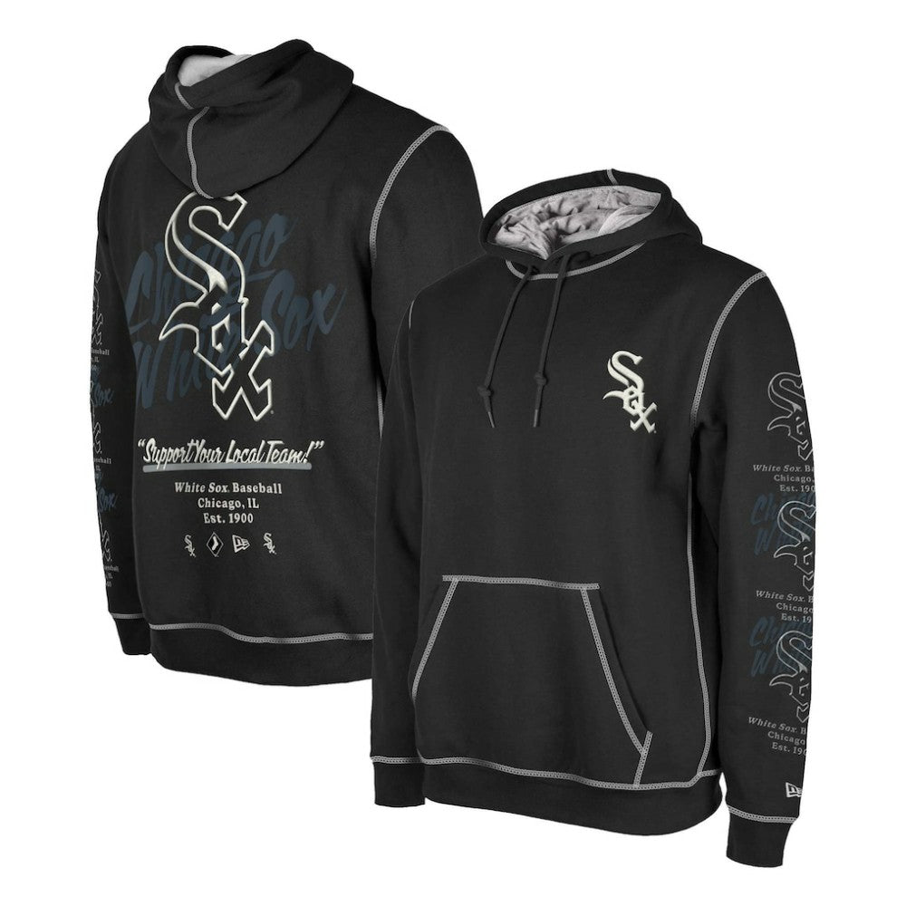 Chicago White Sox New Era Team Split Pullover Hoodie - Black Hoodies