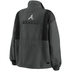 Atlanta Braves WEAR by Erin Andrews Women's Packable Half-Zip Jacket - Charcoal Jackets