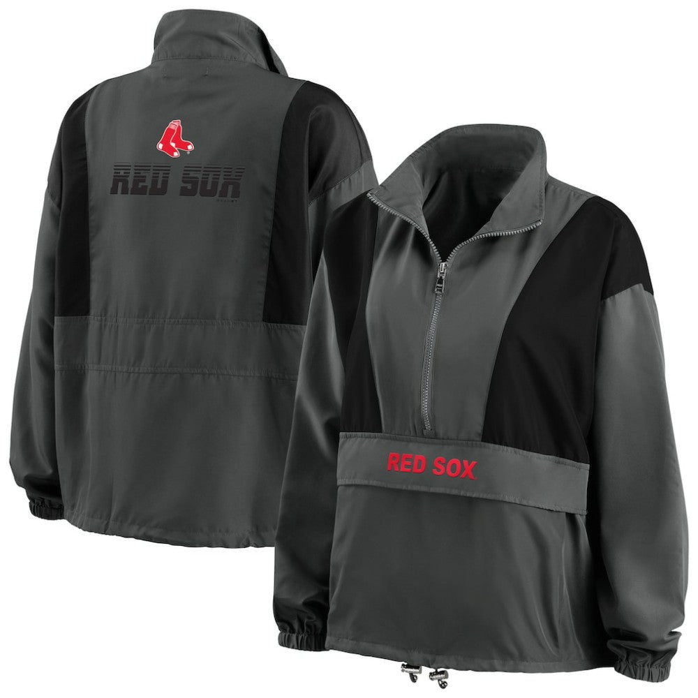 Boston Red Sox WEAR by Erin Andrews Women's Packable Half-Zip Jacket - Charcoal Jackets