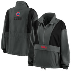 Chicago Cubs WEAR by Erin Andrews Women's Packable Half-Zip Jacket - Charcoal Jackets