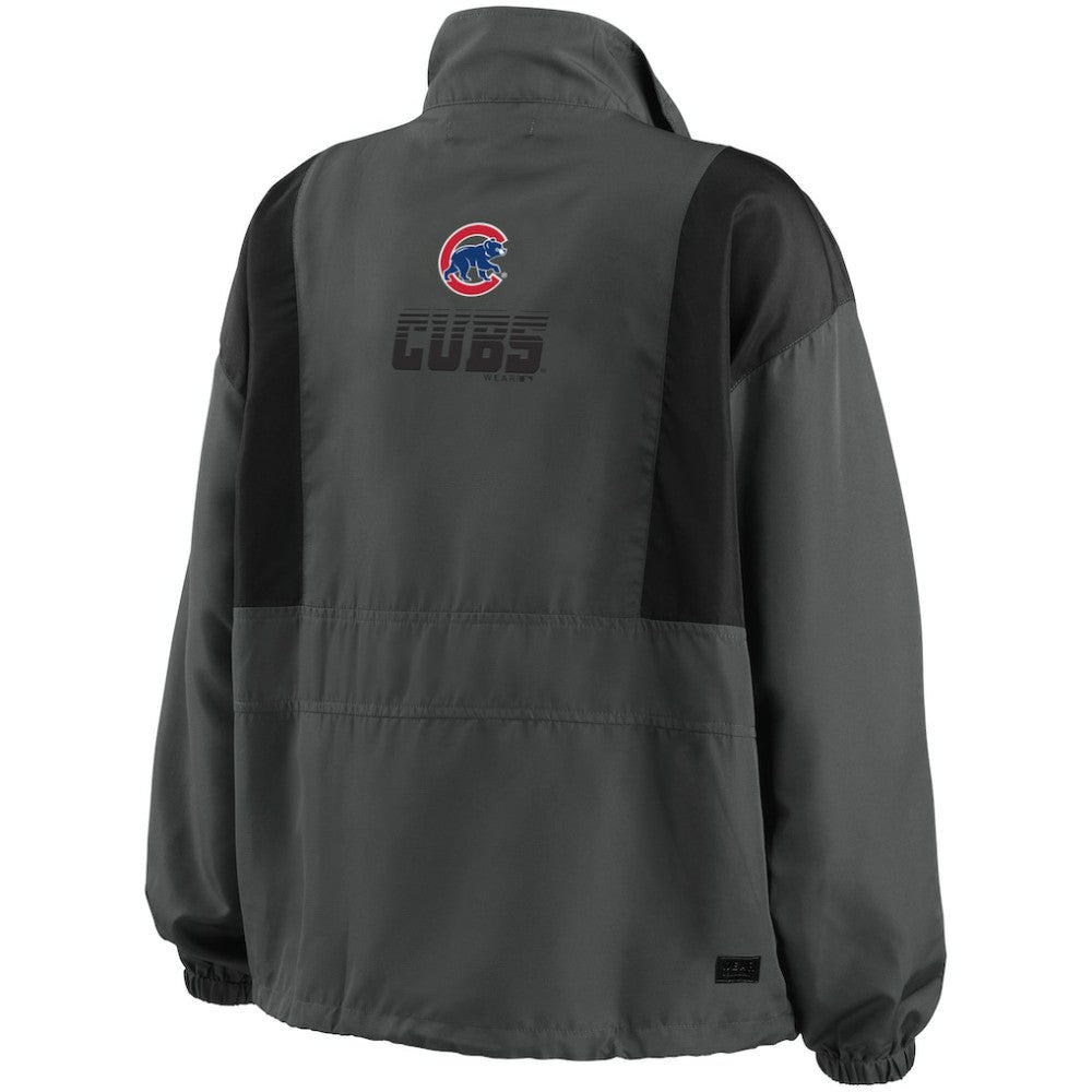 Chicago Cubs WEAR by Erin Andrews Women's Packable Half-Zip Jacket - Charcoal Jackets