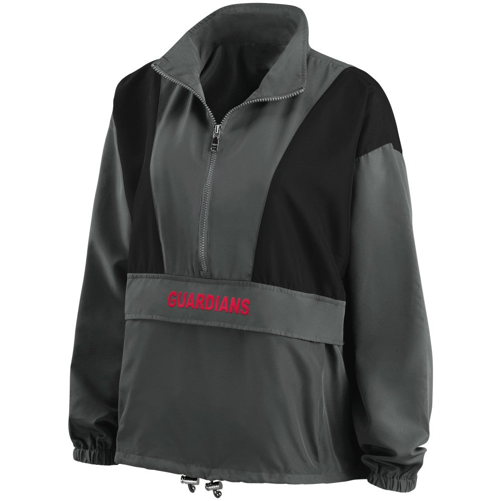 Cleveland Guardians WEAR by Erin Andrews Women's Packable Half-Zip Jacket - Charcoal Jackets