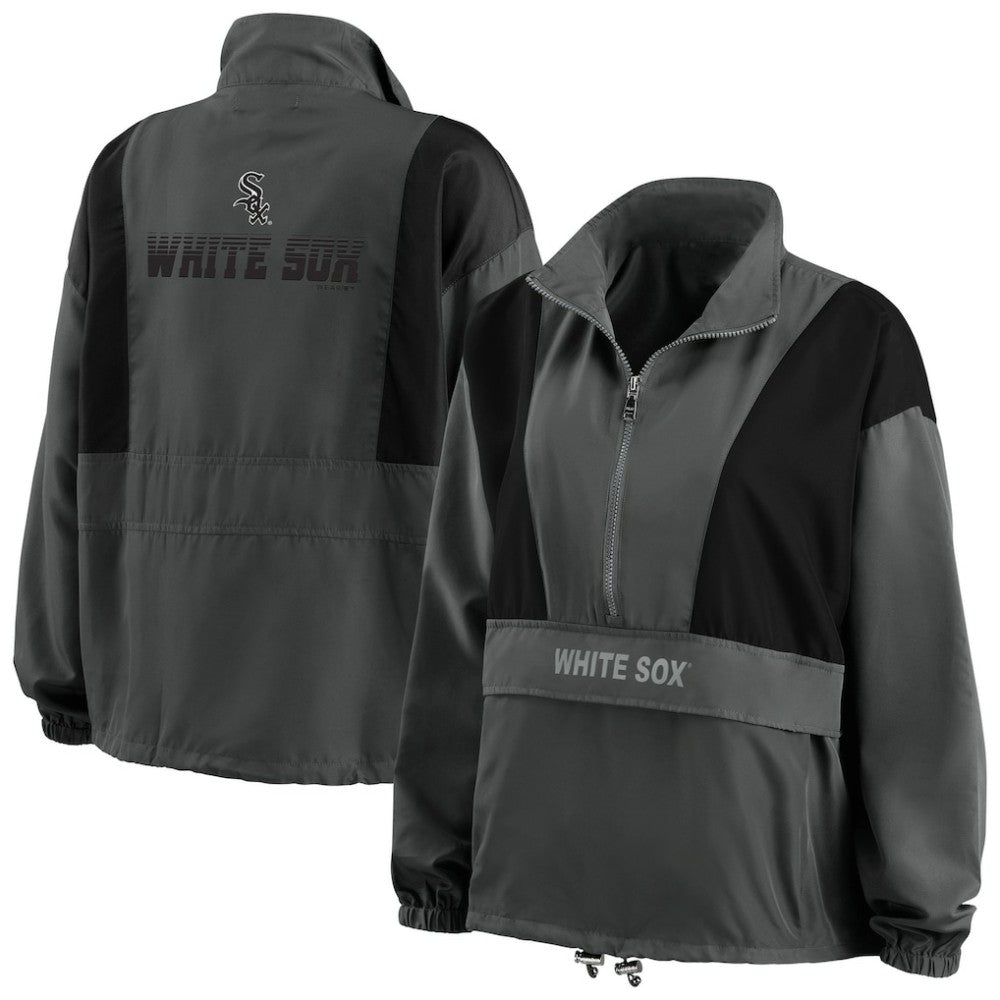 Chicago White Sox WEAR by Erin Andrews Women's Packable Half-Zip Jacket - Charcoal Jackets