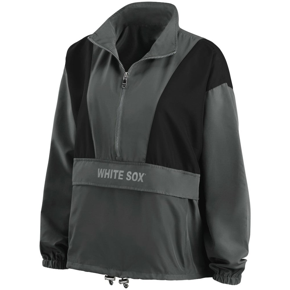 Chicago White Sox WEAR by Erin Andrews Women's Packable Half-Zip Jacket - Charcoal Jackets