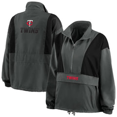 Minnesota Twins WEAR by Erin Andrews Women's Packable Half-Zip Jacket - Charcoal Jackets
