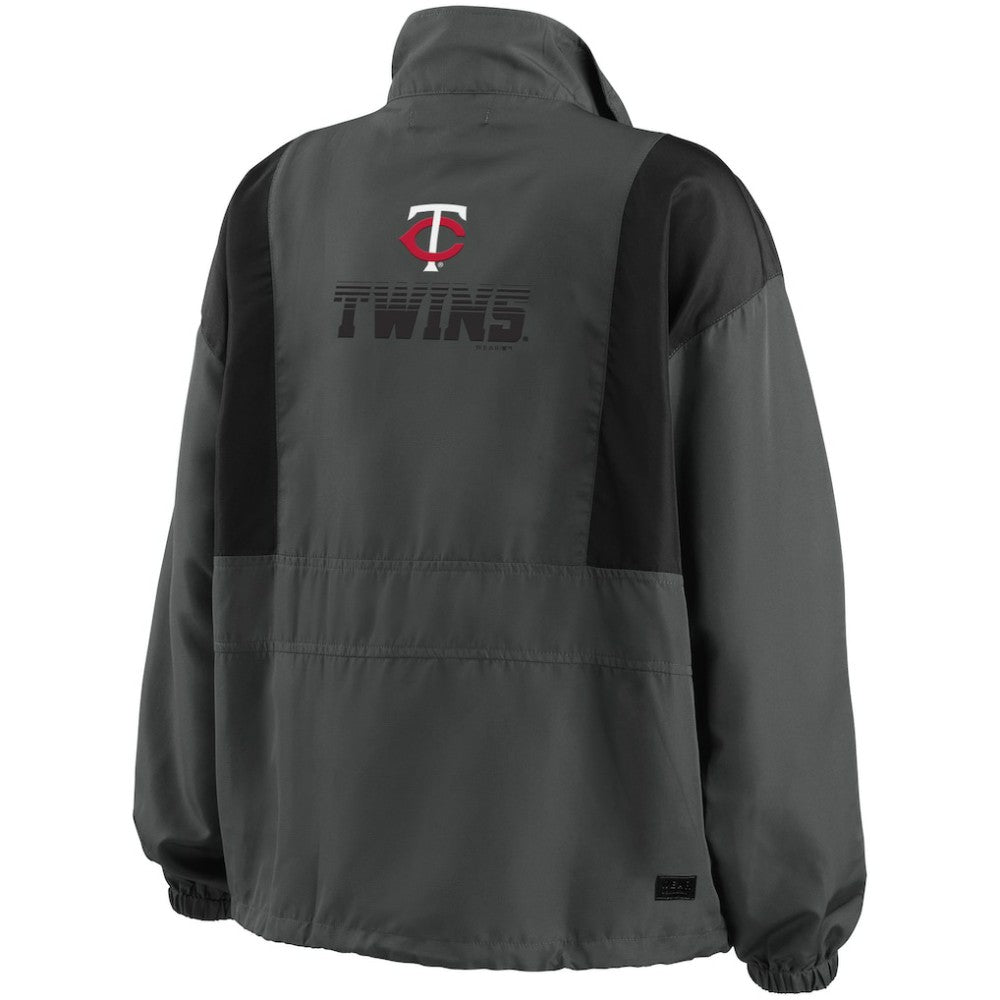 Minnesota Twins WEAR by Erin Andrews Women's Packable Half-Zip Jacket - Charcoal Jackets