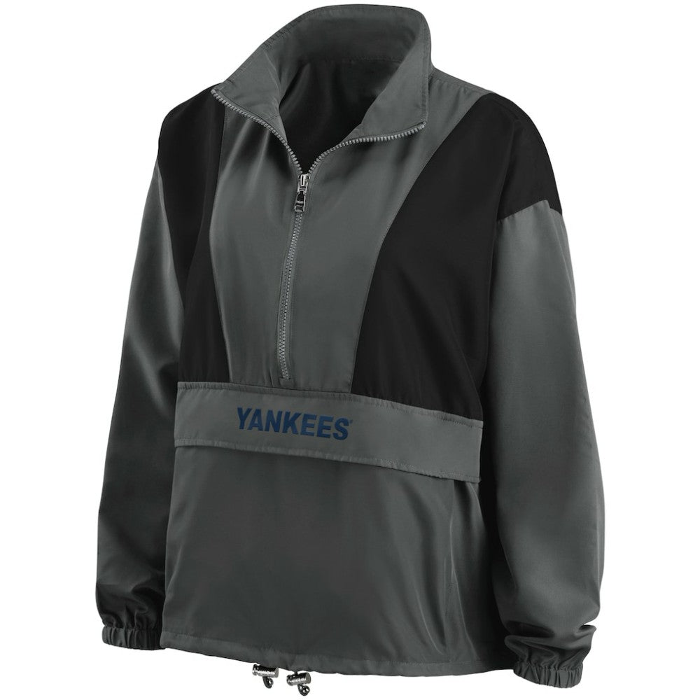 New York Yankees WEAR by Erin Andrews Women's Packable Half-Zip Jacket - Charcoal Jackets