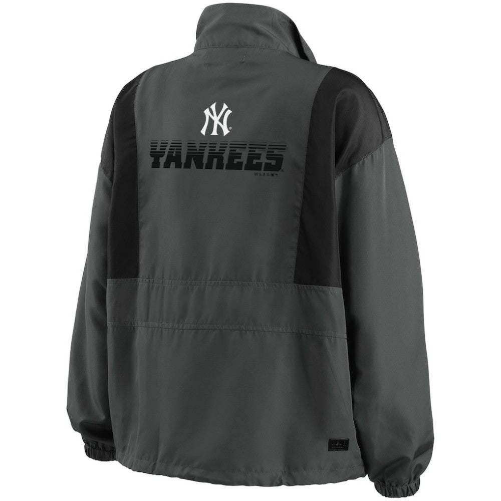New York Yankees WEAR by Erin Andrews Women's Packable Half-Zip Jacket - Charcoal Jackets