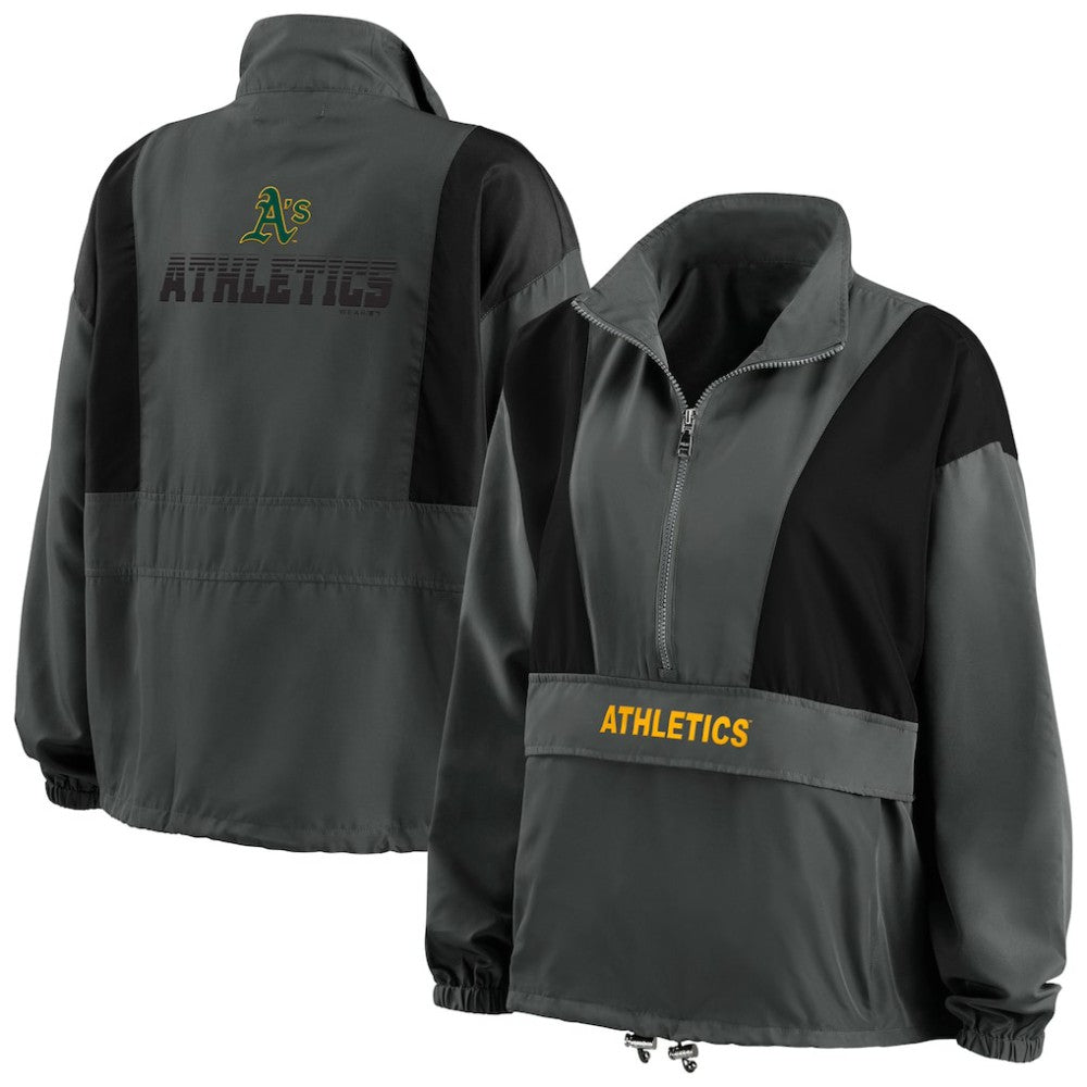 Athletics WEAR by Erin Andrews Women's Packable Half-Zip Jacket - Charcoal Jackets