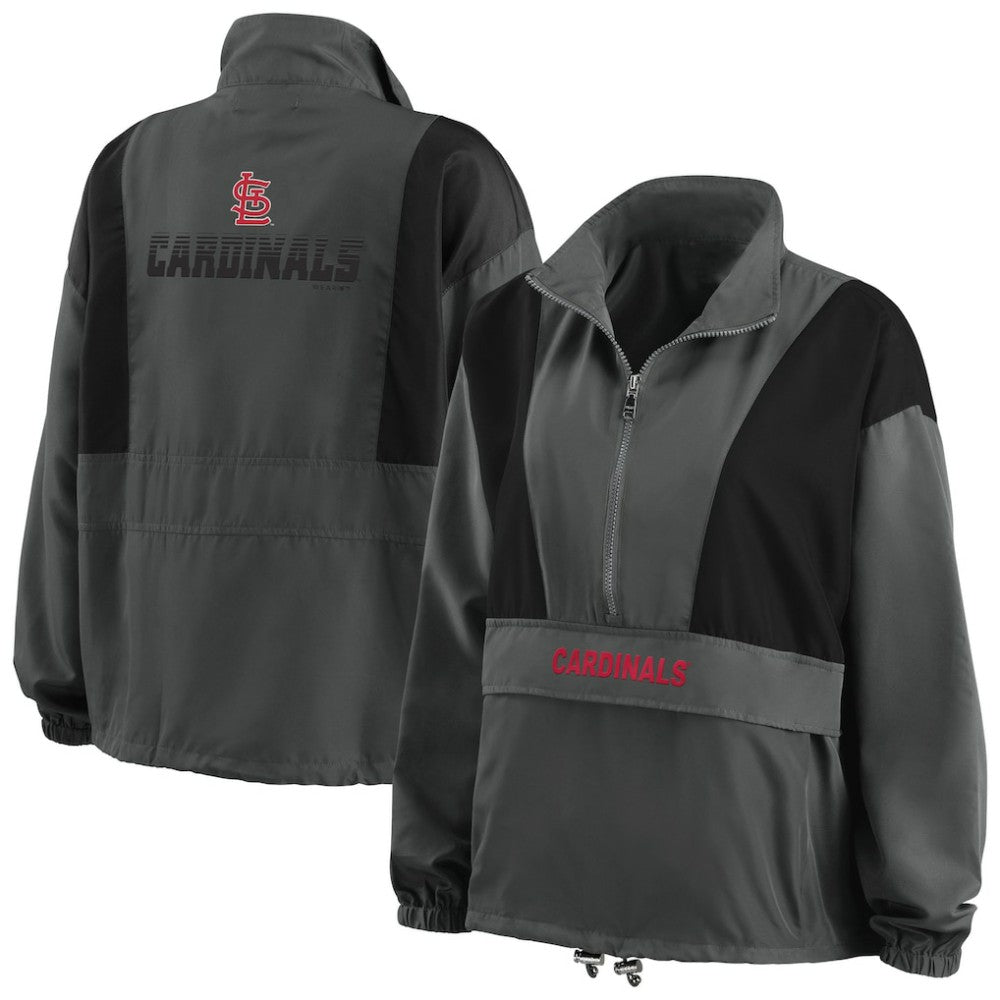 St. Louis Cardinals WEAR by Erin Andrews Women's Packable Half-Zip Jacket - Charcoal Jackets