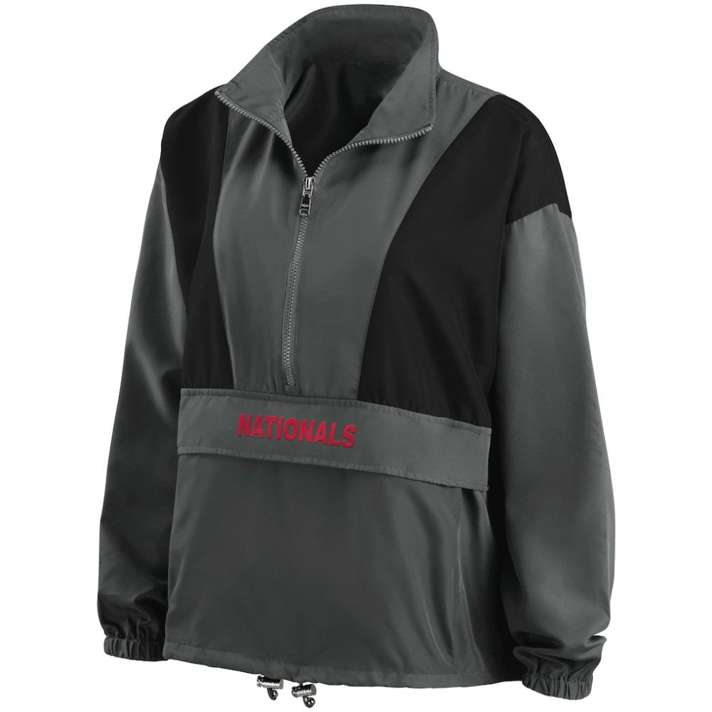Washington Nationals WEAR by Erin Andrews Women's Packable Half-Zip Jacket - Charcoal Jackets