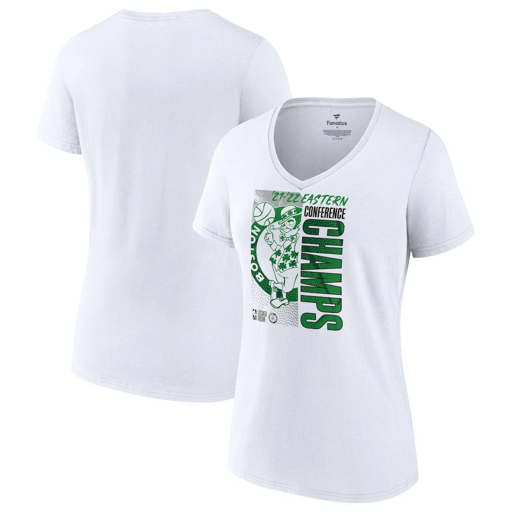 Boston Celtics Women's 2022 Eastern Conference Champions Locker Room V-Neck T-Shirt White