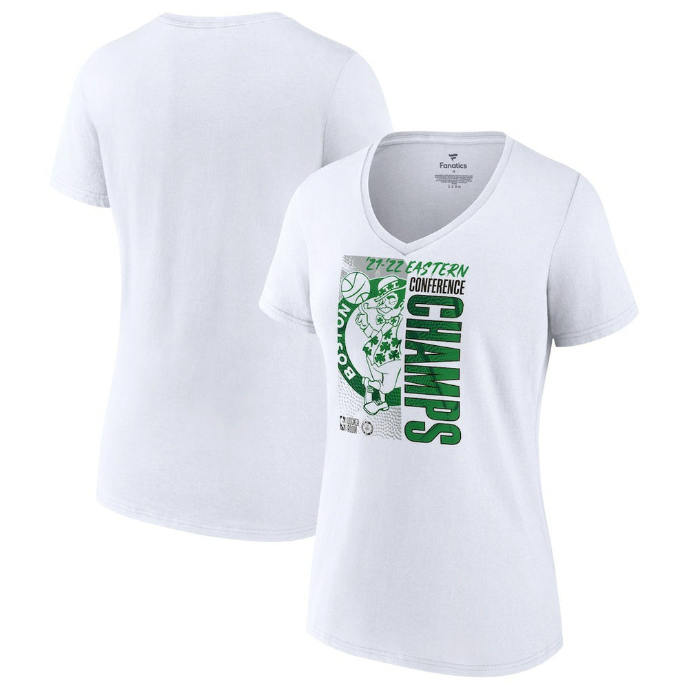 Boston Celtics Women's 2022 Eastern Conference Champions Locker Room V-Neck T-Shirt White