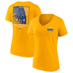 Golden State Warriors Women's 2022 Western Conference Champions Balanced Attack Roster V-Neck T-Shirt Gold