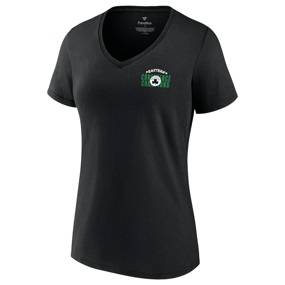 Boston Celtics Women's 2022 Eastern Conference Champions Balanced Attack Roster V-Neck T-Shirt Black