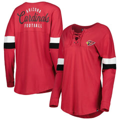 Arizona Cardinals New Era Women's Athletic Varsity Lace-Up Lightweight Long Sleeve T-Shirt Cardinal