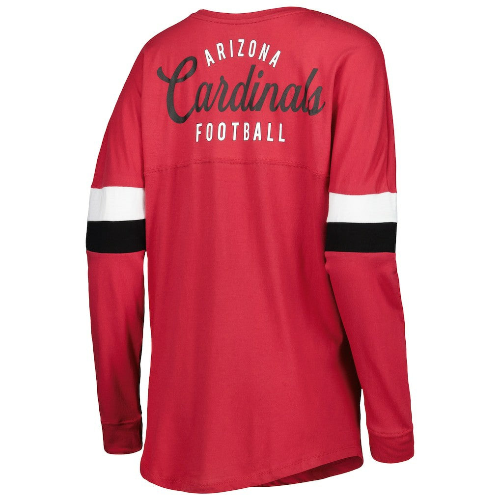 Arizona Cardinals New Era Women's Athletic Varsity Lace-Up Lightweight Long Sleeve T-Shirt Cardinal