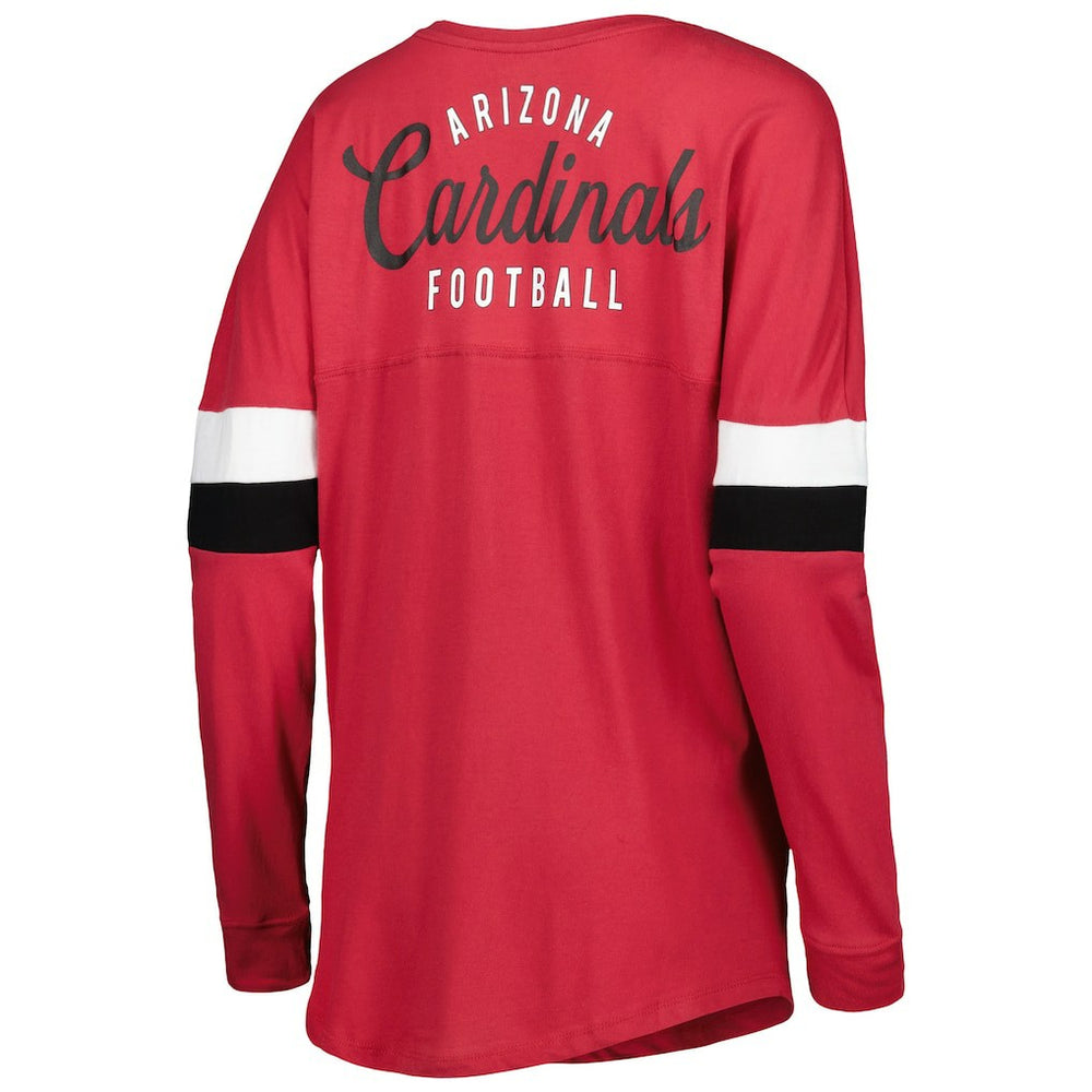 Arizona Cardinals New Era Women's Athletic Varsity Lace-Up Lightweight Long Sleeve T-Shirt Cardinal