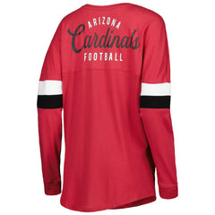 Arizona Cardinals New Era Women's Athletic Varsity Lace-Up Lightweight Long Sleeve T-Shirt Cardinal