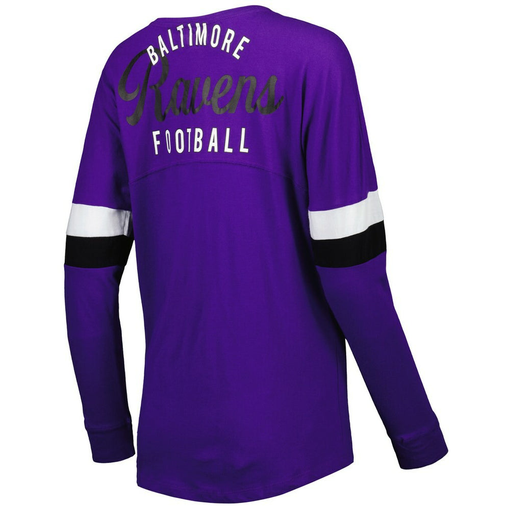 Baltimore Ravens New Era Women's Athletic Varsity Lace-Up Lightweight Long Sleeve T-Shirt Purple