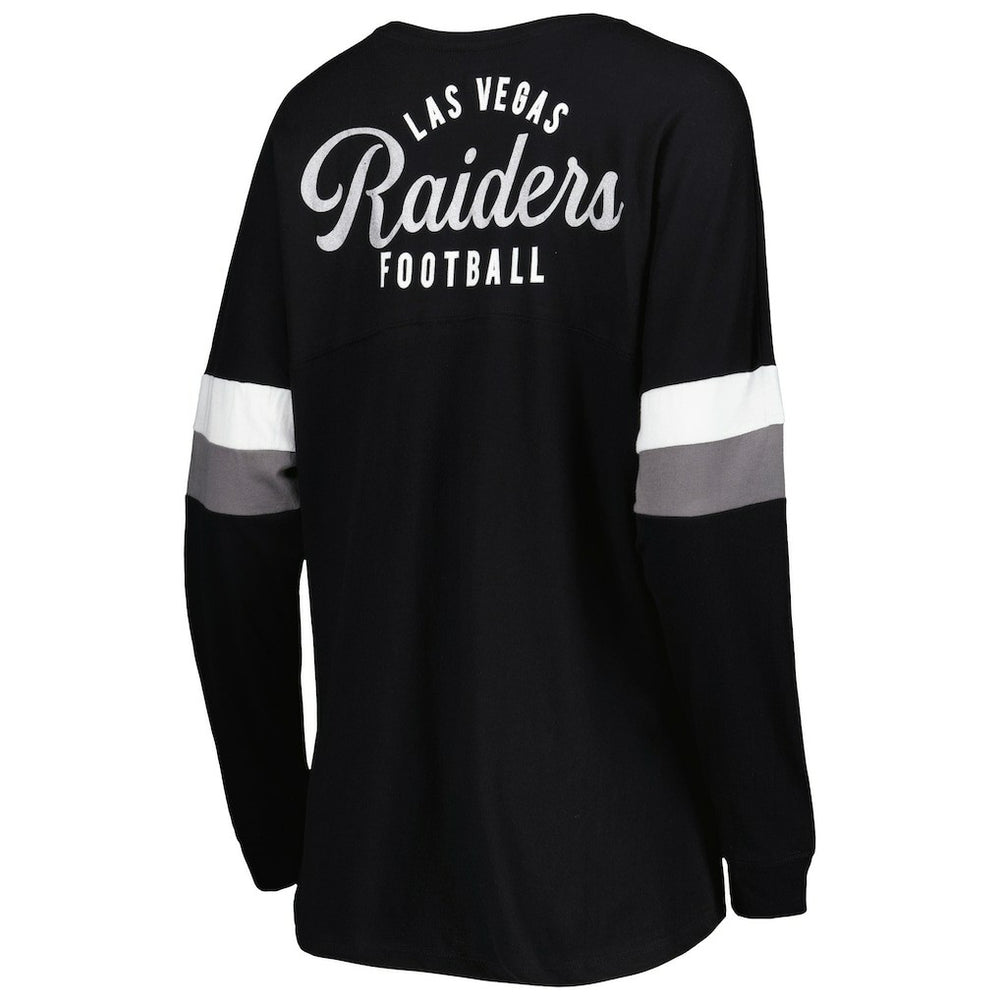 Las Vegas Raiders New Era Women's Athletic Varsity Lace-Up Lightweight Long Sleeve T-Shirt Black