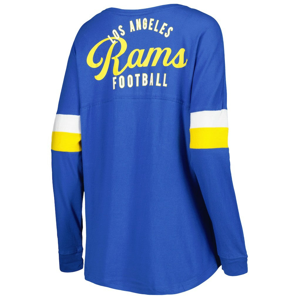 Los Angeles Rams New Era Women's Athletic Varsity Lace-Up Lightweight Long Sleeve T-Shirt Royal