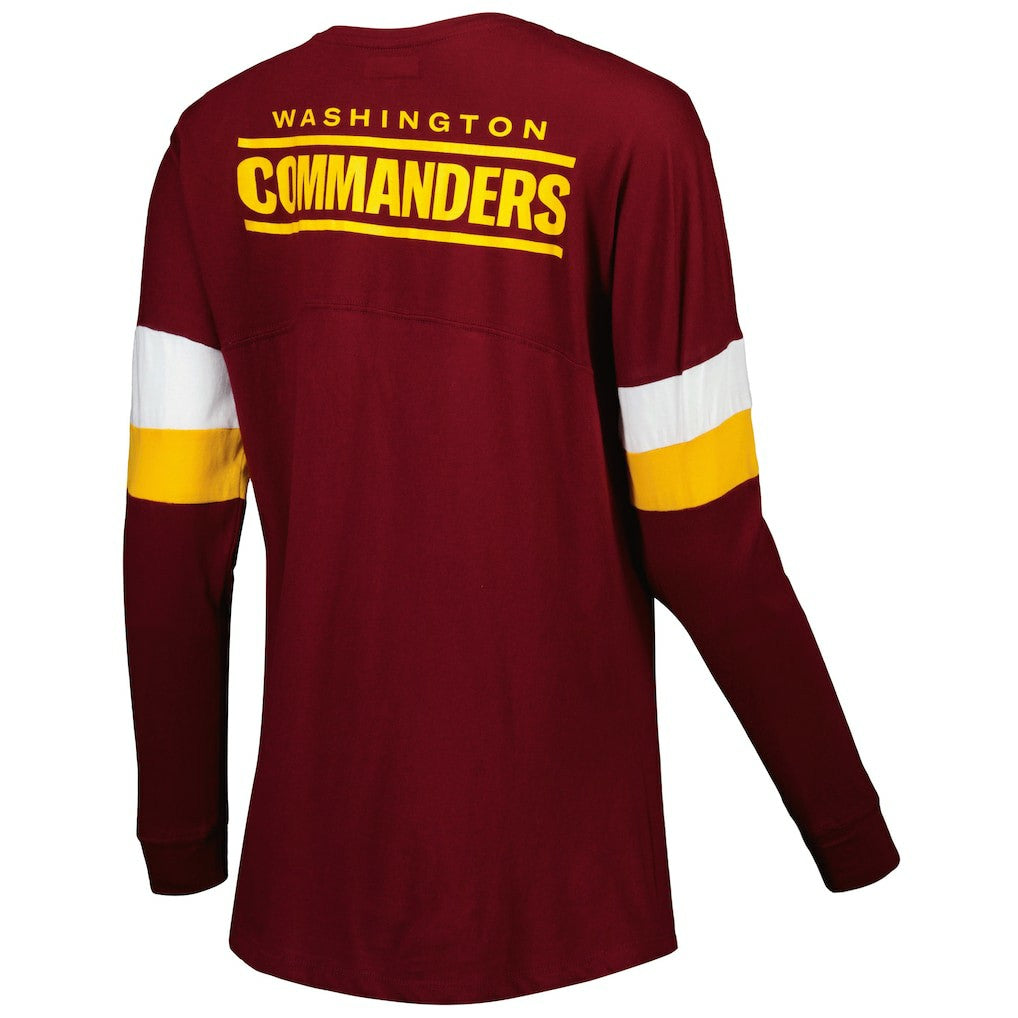 Washington Commanders New Era Women's Athletic Varsity Lace-Up Lightweight Long Sleeve T-Shirt Burgundy