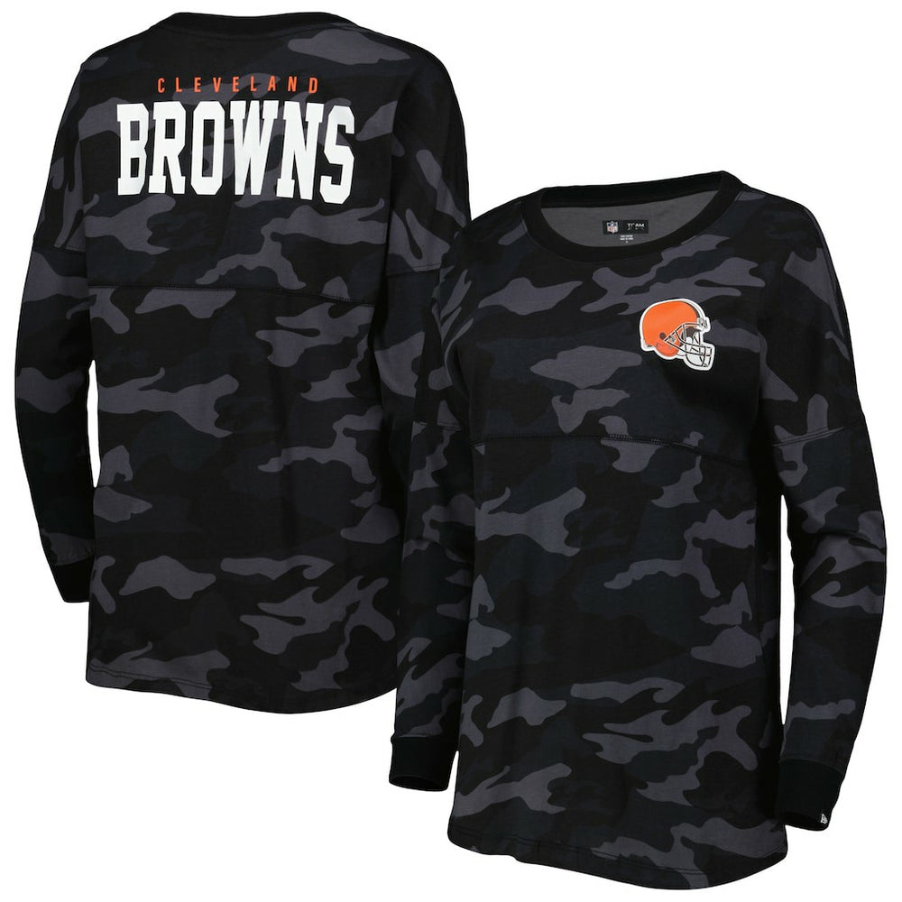Cleveland Browns New Era Women's Camo Long Sleeve T-Shirt Black