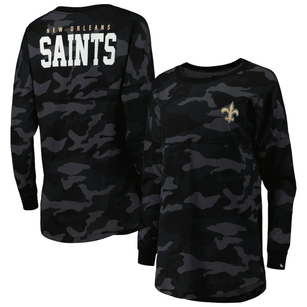 New Orleans Saints New Era Women's Camo Long Sleeve T-Shirt Black