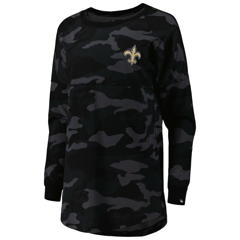 New Orleans Saints New Era Women's Camo Long Sleeve T-Shirt Black