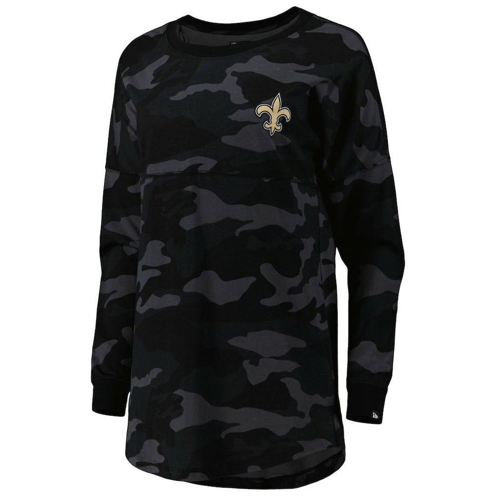 New Orleans Saints New Era Women's Camo Long Sleeve T-Shirt Black
