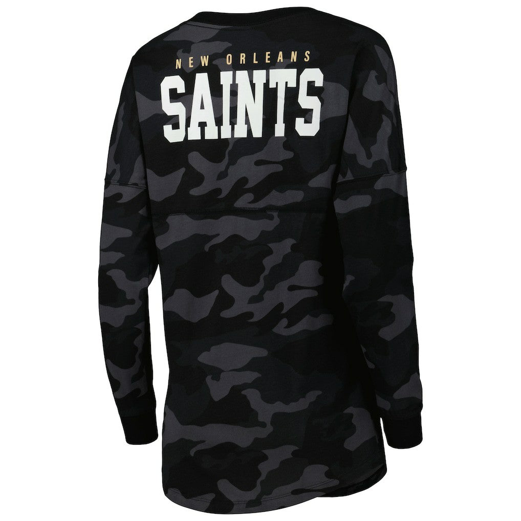 New Orleans Saints New Era Women's Camo Long Sleeve T-Shirt Black