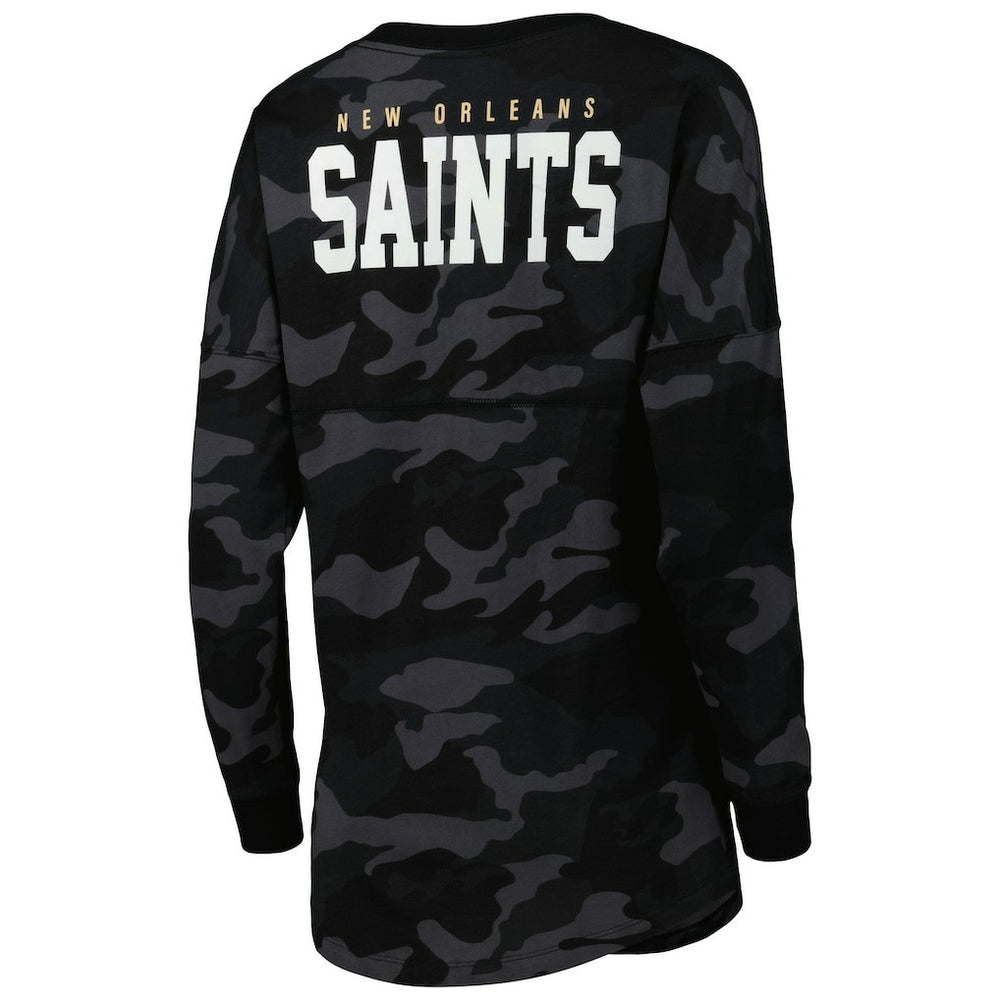 New Orleans Saints New Era Women's Camo Long Sleeve T-Shirt Black