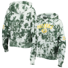 Green Bay Packers New Era Women's Cloud Dye Fleece Pullover Hoodie Green