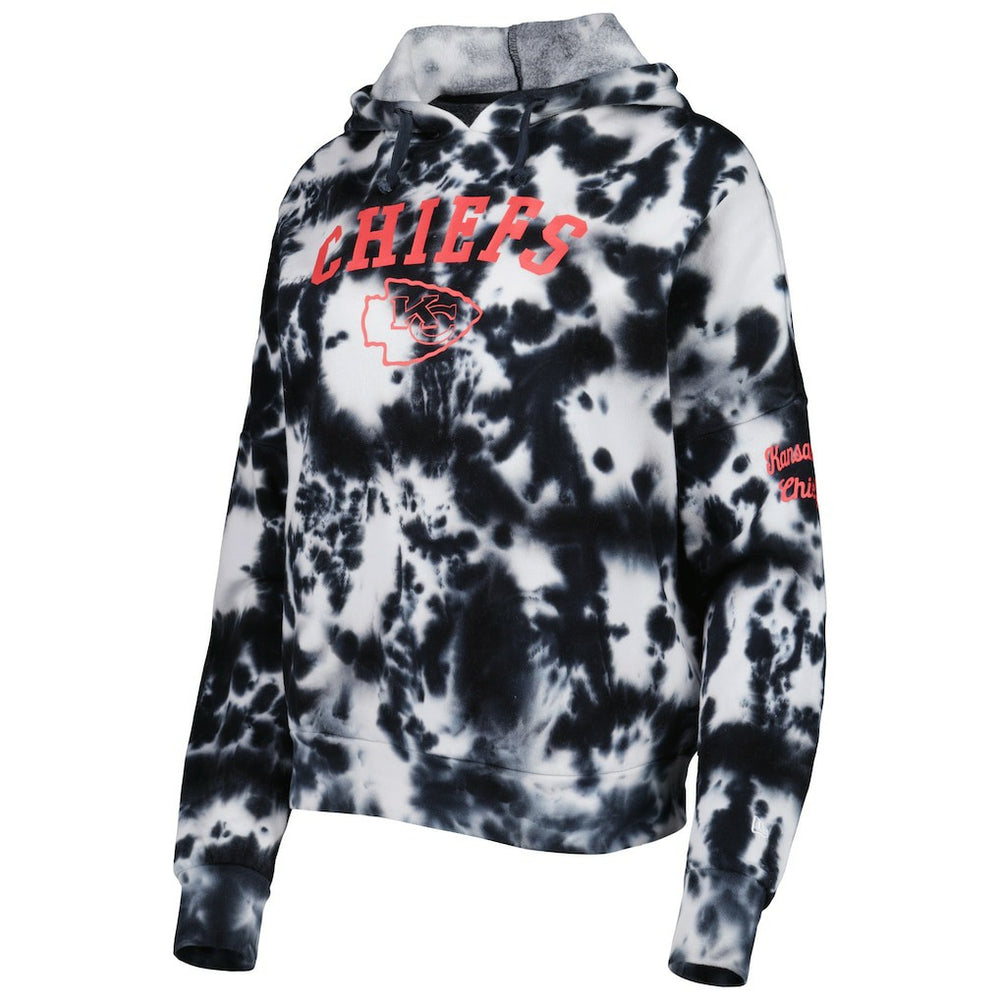 Kansas City Chiefs New Era Women's Cloud Dye Fleece Pullover Hoodie Black