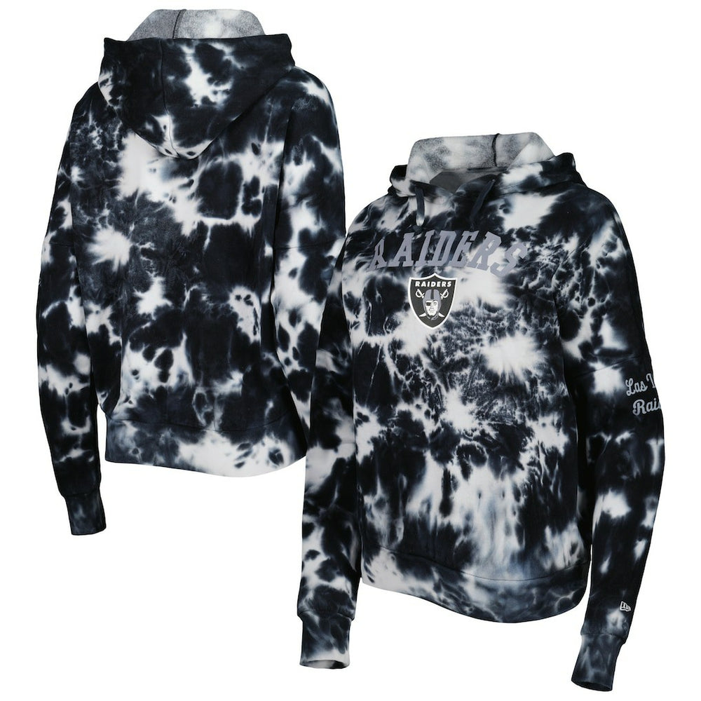 Las Vegas Raiders New Era Women's Cloud Dye Fleece Pullover Hoodie Black