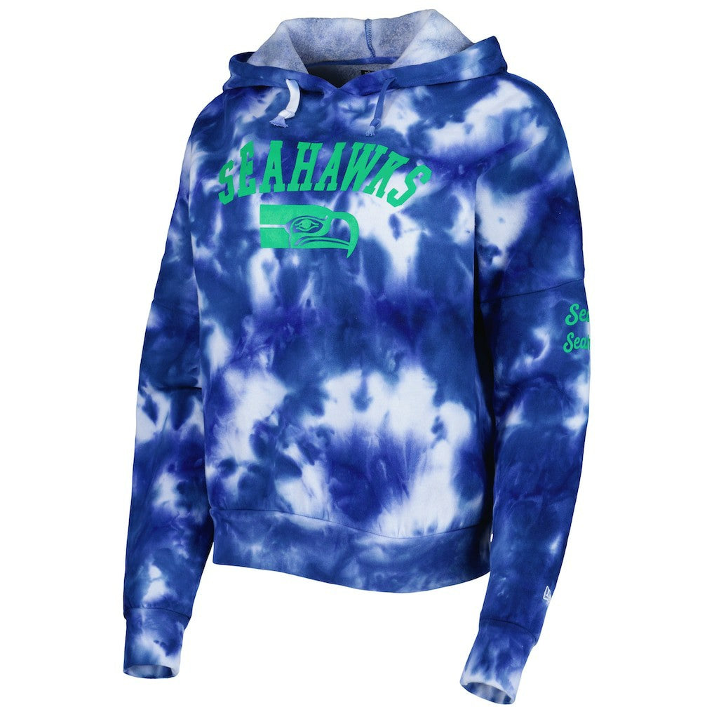 Seattle Seahawks New Era Women's Cloud Dye Fleece Pullover Hoodie Royal