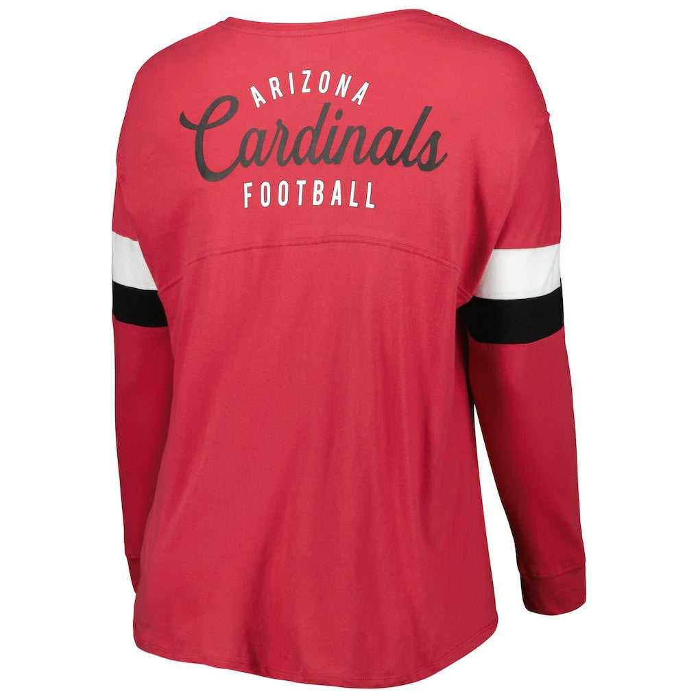 Arizona Cardinals New Era Women's Plus Size Athletic Varsity Lace-Up V-Neck Long Sleeve T-Shirt Cardinal